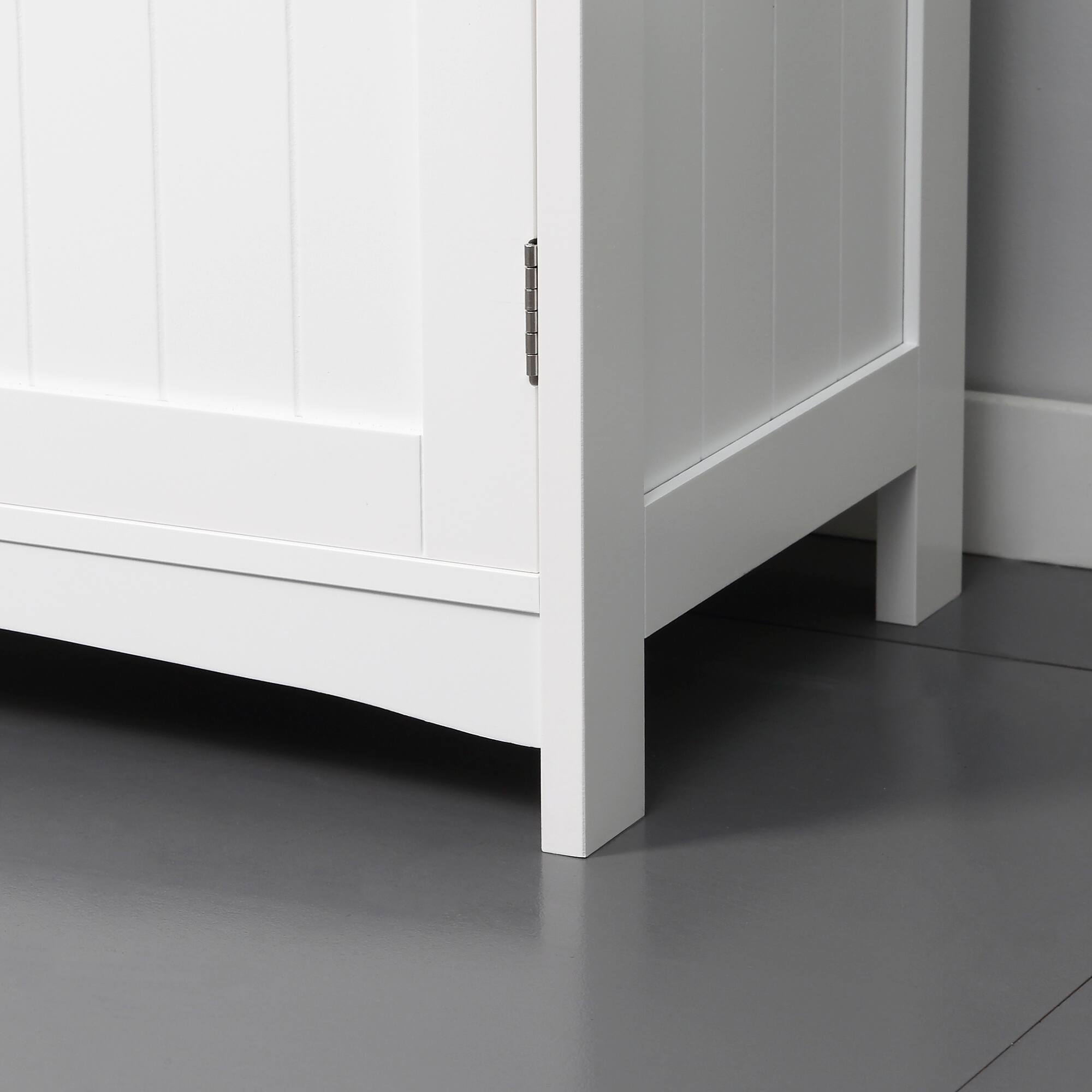 Alt View 7. Kleankin - Pedestal Sink Storage Cabinet, Under Sink Cabinet with Double Doors, Modern Bathroom Vanity Cabinet - White.