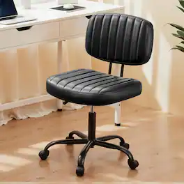 AOITUN - Office Chair Small Computer Desk Chair Ergonomic with Low Back Lumbar Support, Height Adjustable Armless - Black