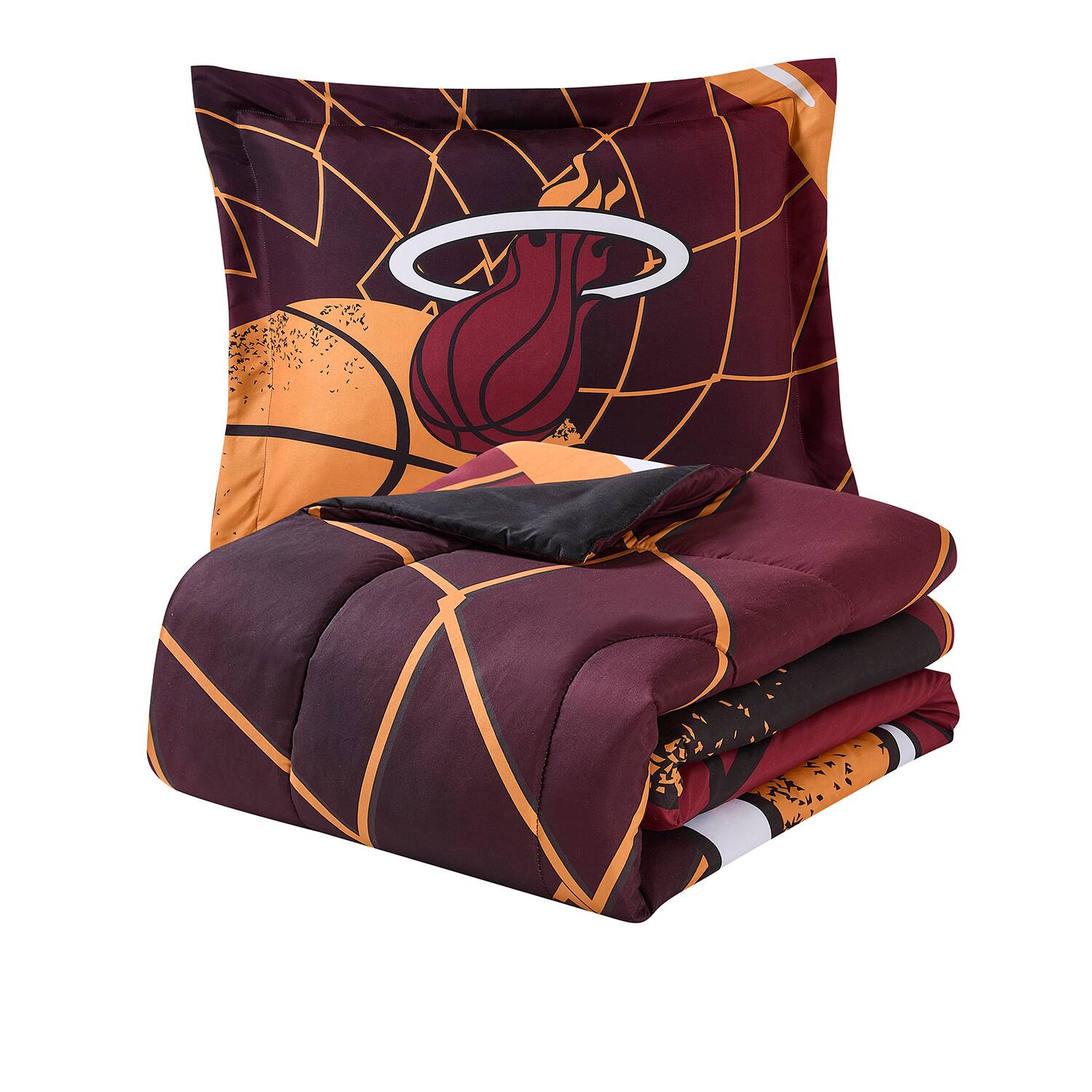 Angle. Sweet Home Collection - NBA Miami Heat Comforter & Pillow Sham Set- Twin/Twin XL - Multicolored.