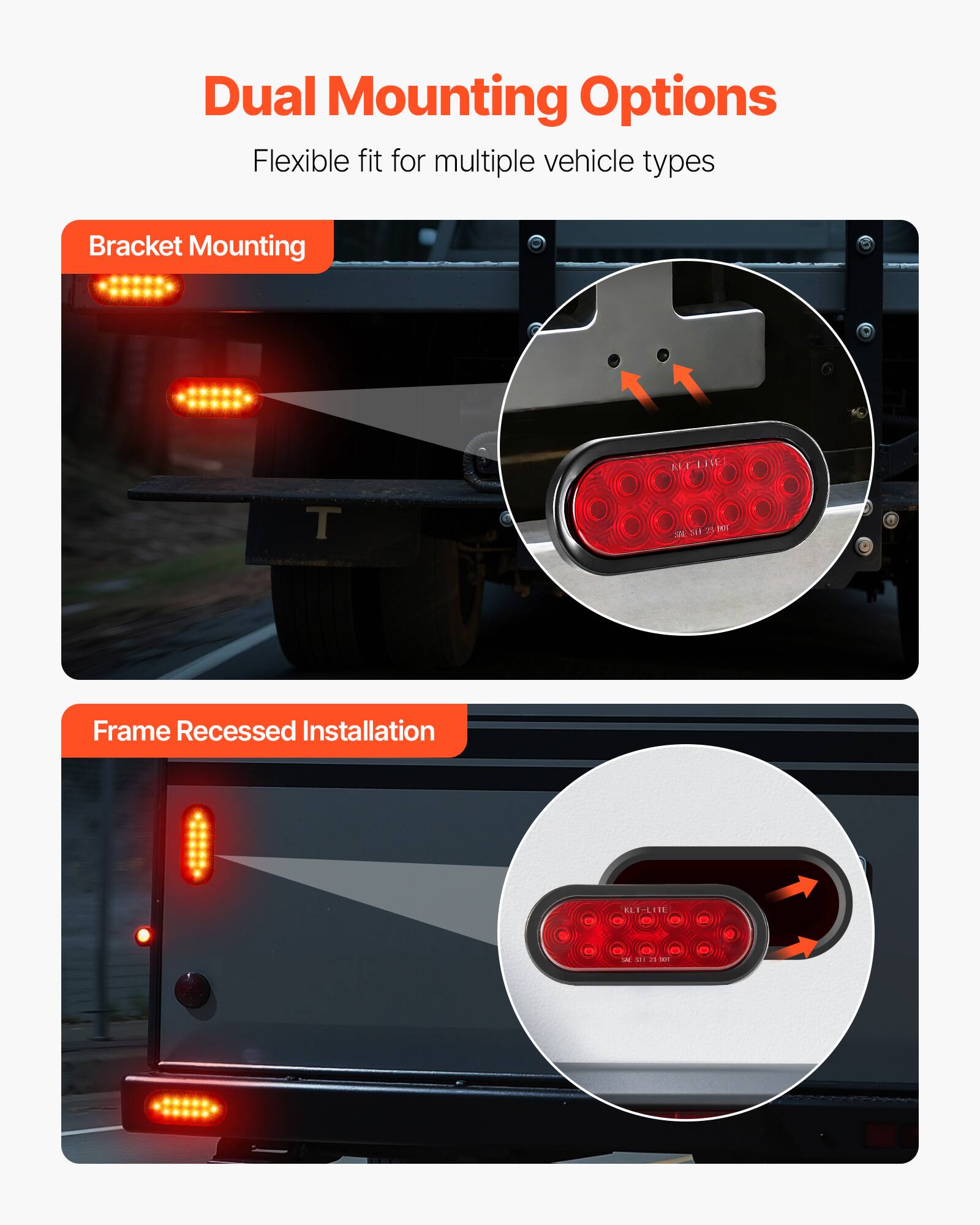 Dual Mounting Options  
Flexible fit for multiple vehicle types  

Bracket Mounting  

Frame Recessed Installation