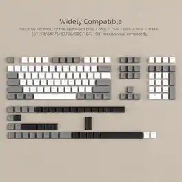 Womier - Pudding Keycaps,Shine Through Key Cap OEM Profile Custom Keys for Cherry MX-stem Switches Mechanical Keyboard - White-Grey 143 Keys