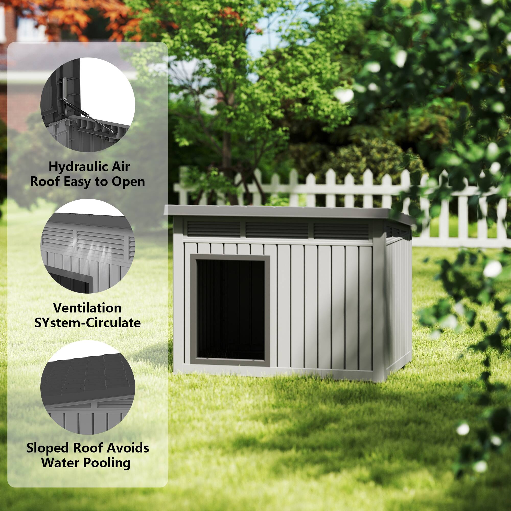 Hydraulic Air Roof Easy to Open  
Ventilation System-Circulate  
Sloped Roof Avoids Water Pooling