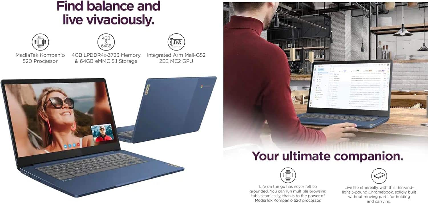 Lenovo IdeaPad Slim 3 Chromebook(MediaTek Kompanio 520,4GB,64GB