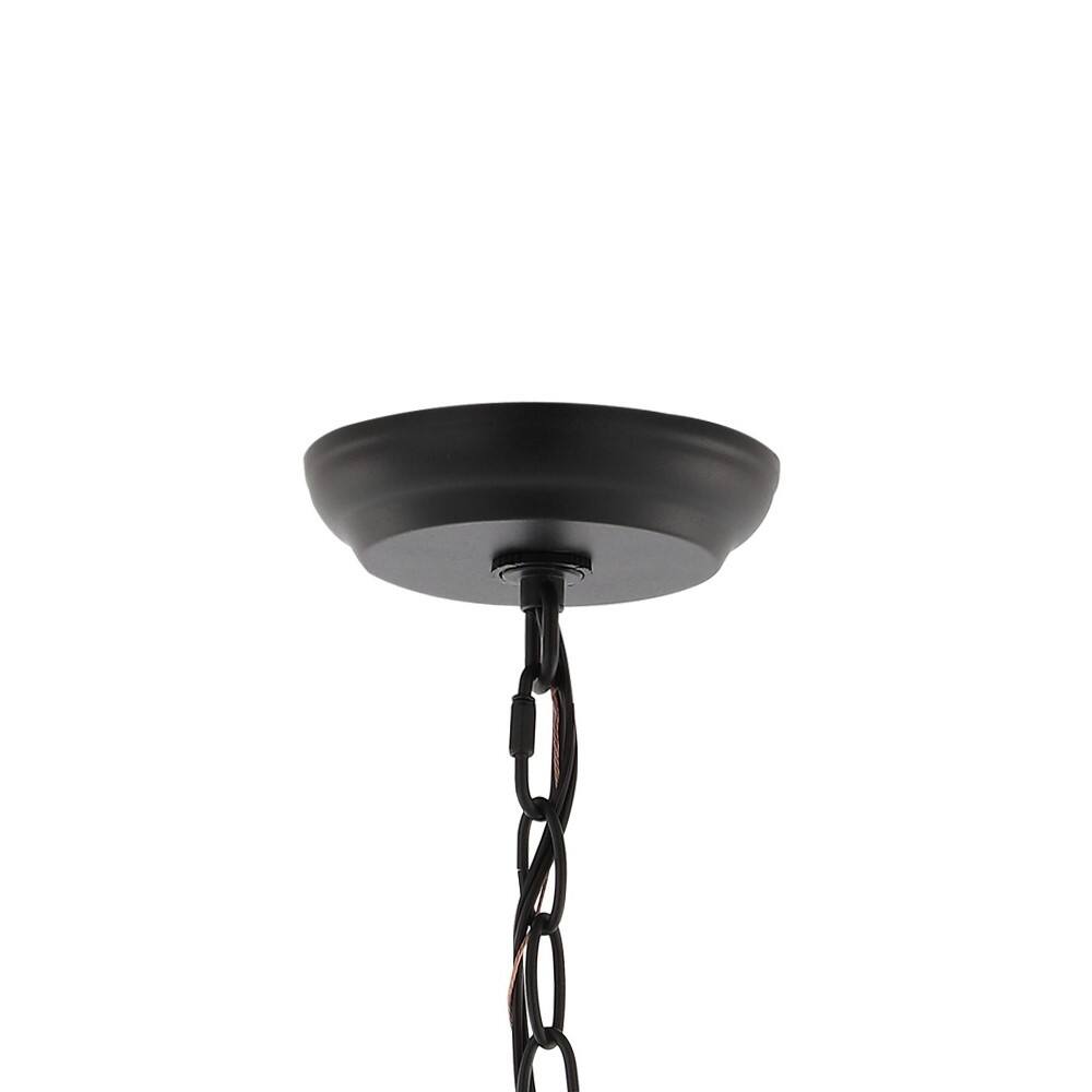 Alt View 5. Jonathan Y - Glendale 6.75" 1-Light Farmhouse Industrial Iron/Glass Outdoor LED Pendant, Black/Clear - Black/Clear.