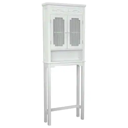Front. Hivvago - Frosted White Elegant Glass Doors Bathroom Space Saver - Antique white.