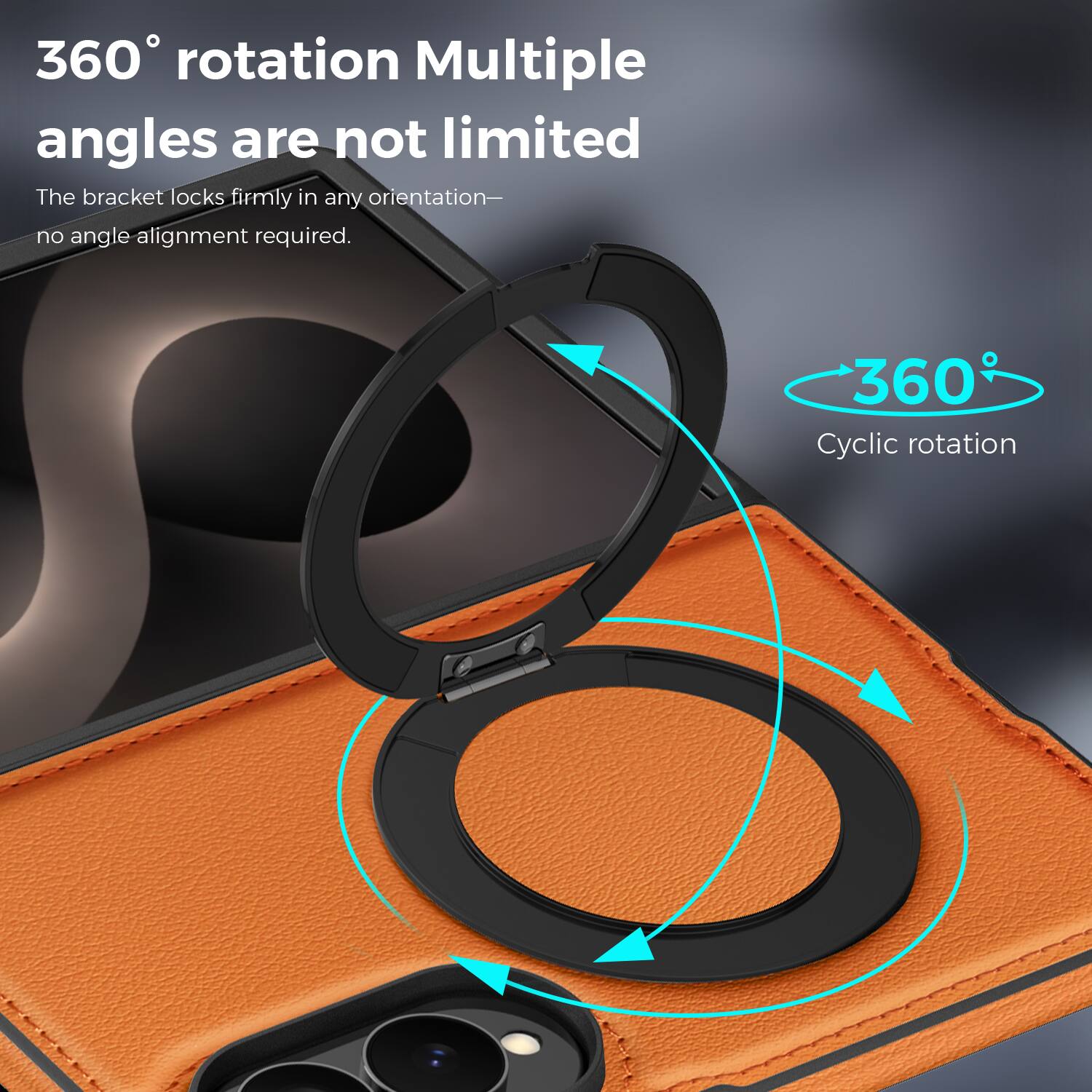 360° rotation Multiple angles are not limited  
The bracket locks firmly in any orientation—no angle alignment required.  
360° Cyclic rotation
