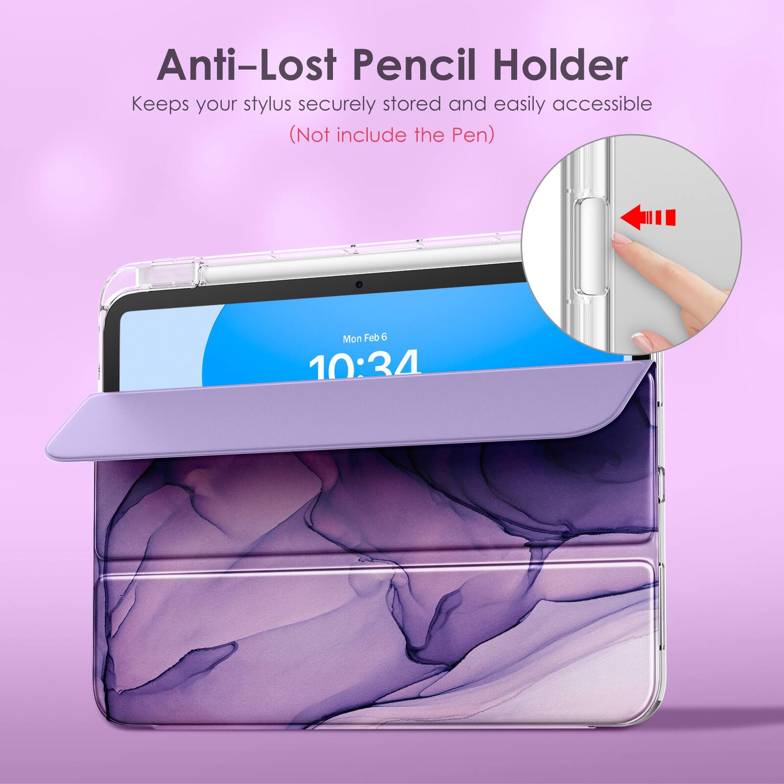 Anti-Lost Pencil Holder  
Keeps your stylus securely stored and easily accessible  
(Not include the Pen)  

Mon Feb 6 10:34