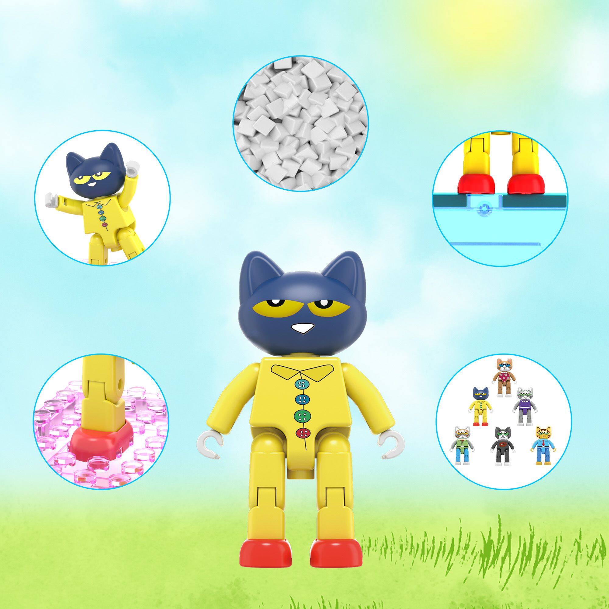 Alt View 3. PicassoTiles - PICASSO-TILES 6PC Pete The Cat Characters Theme Set Magnetic Tiles, Building Blocks, STEM Toys for Kids 3+.