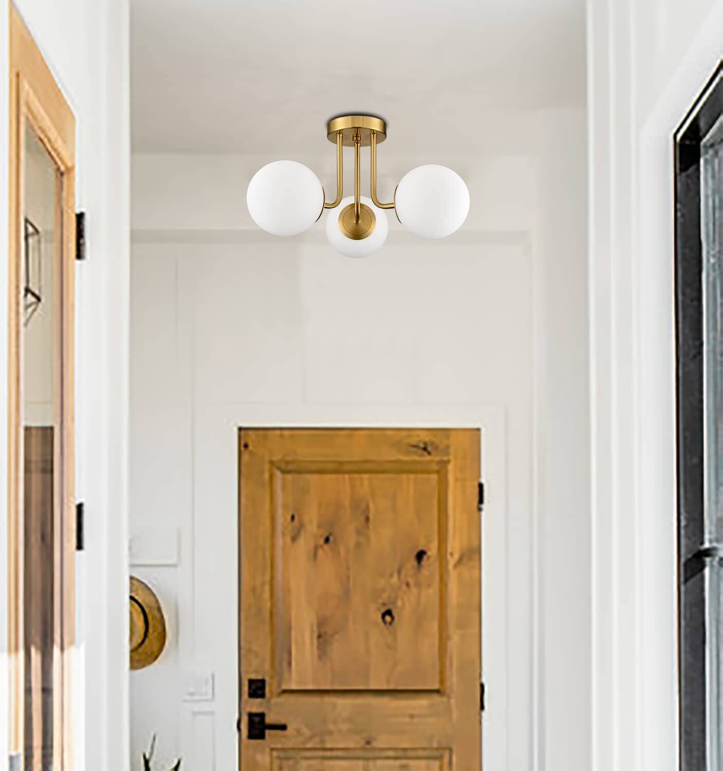 Alt View 5. MOOSE - Modern Globe Ceiling Light - 3 Light - Gold.