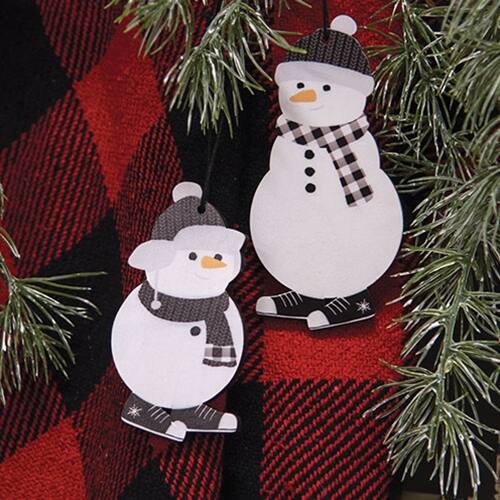 Angle. BreeBe - 2/Set Black & White Sneaker Snowman Ornaments - White, Black.