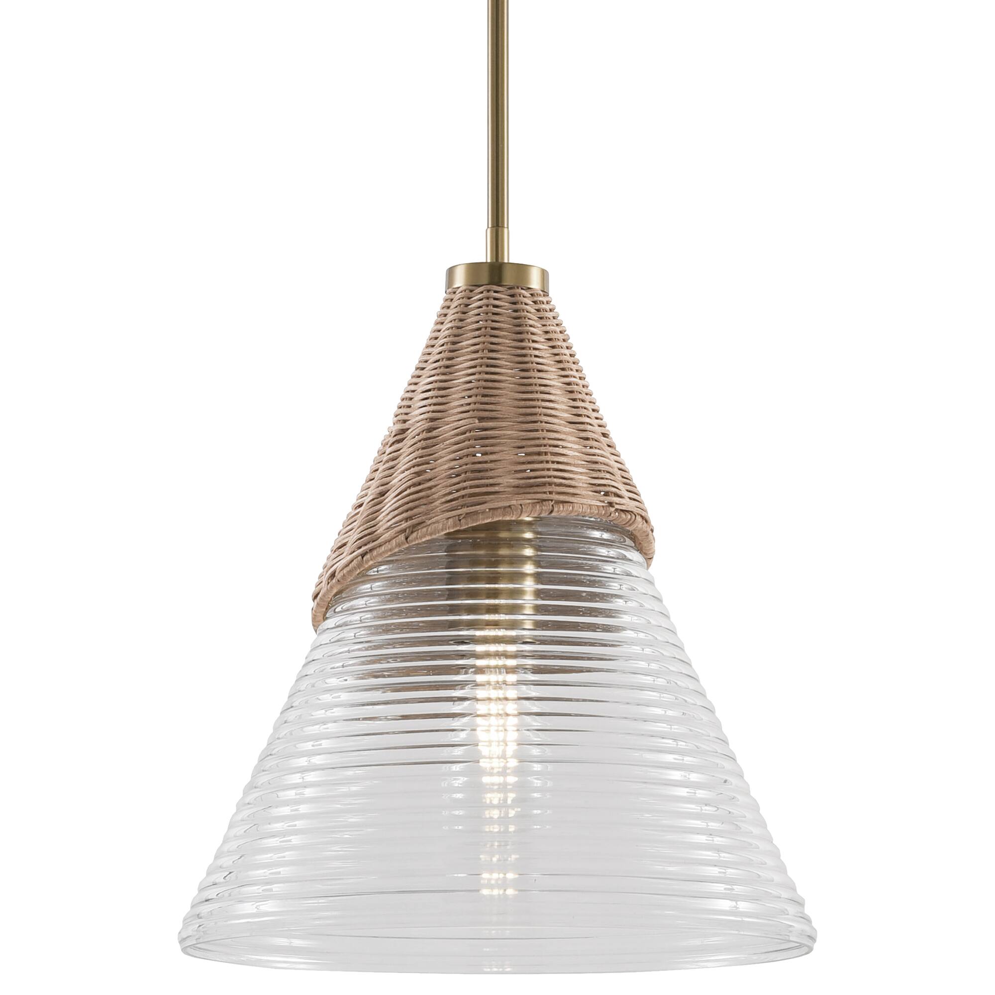 Alt View 8. Parrot Uncle - 1-Light Natural Modern Brass Hand-Woven Rattan Hanging Lamp Pendant Light - Brass.