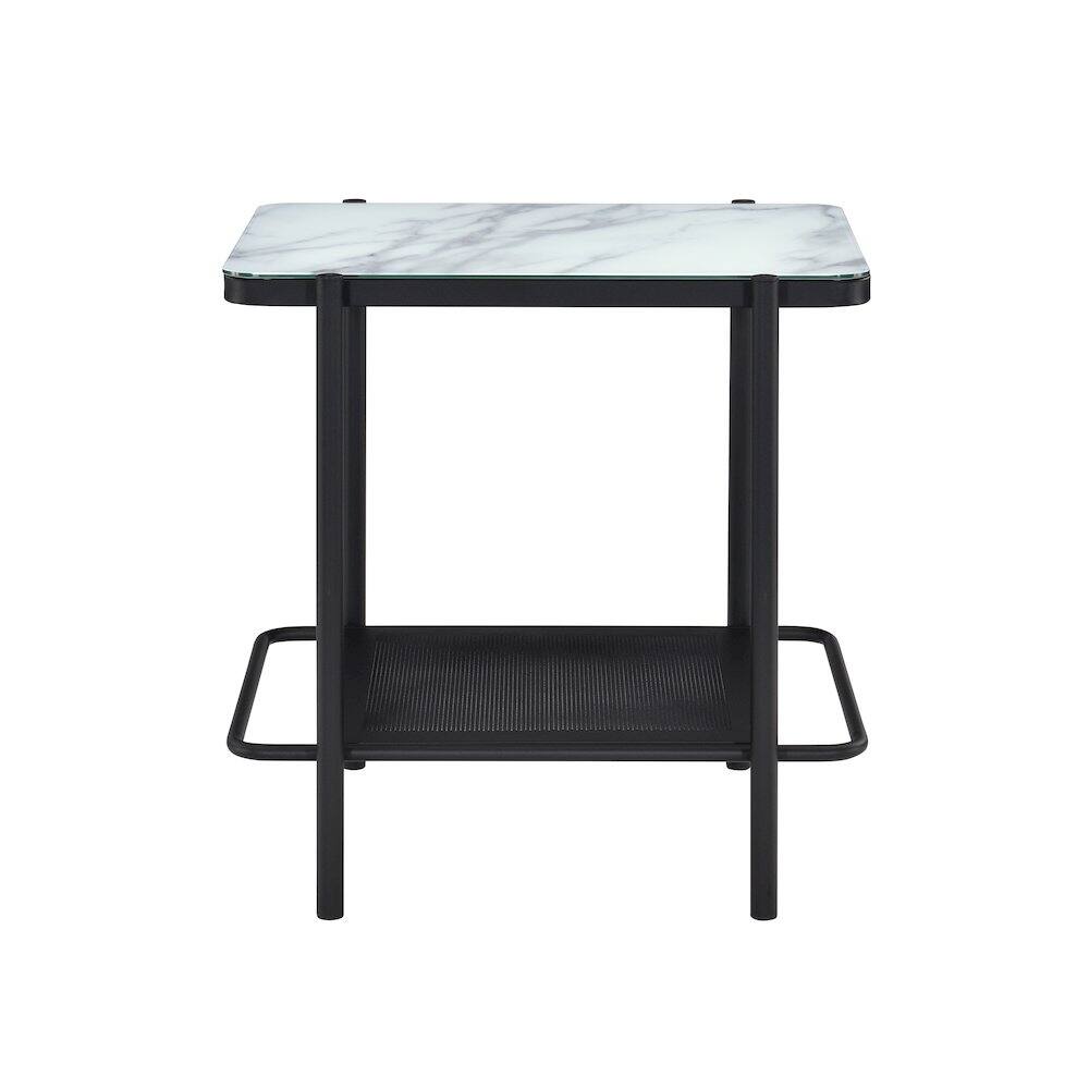 Angle. Furniture of America - Joaquin Metal 1-Shelf End Table in Black and White - Black.