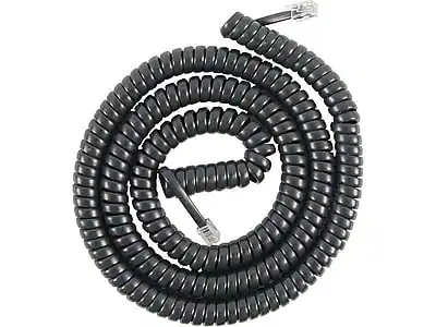 Front. Power Gear - Power Gear 76139 25' Coiled Telephone Line Cord, Black - Black.