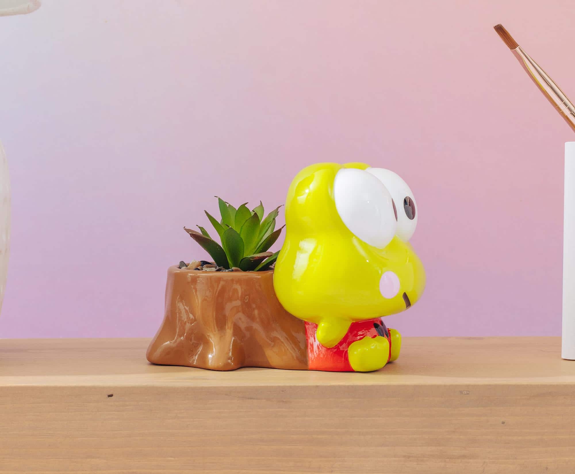 Silver Buffalo Sanrio Keroppi Stump 4 Inch Ceramic Mini Planter