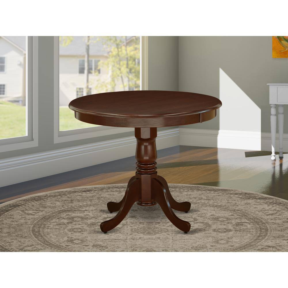 Angle. East West Furniture - ANT-MAH-TP Antique Table 36" Round with Mahogany Finish - Brown.