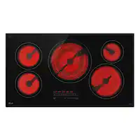 LG - 36" Built-In Electric Smart Cooktop with 5 Elements with 3.0kW UltraHeat Dual Element and SmoothTouch Glass Controls - Black - Front_Zoom