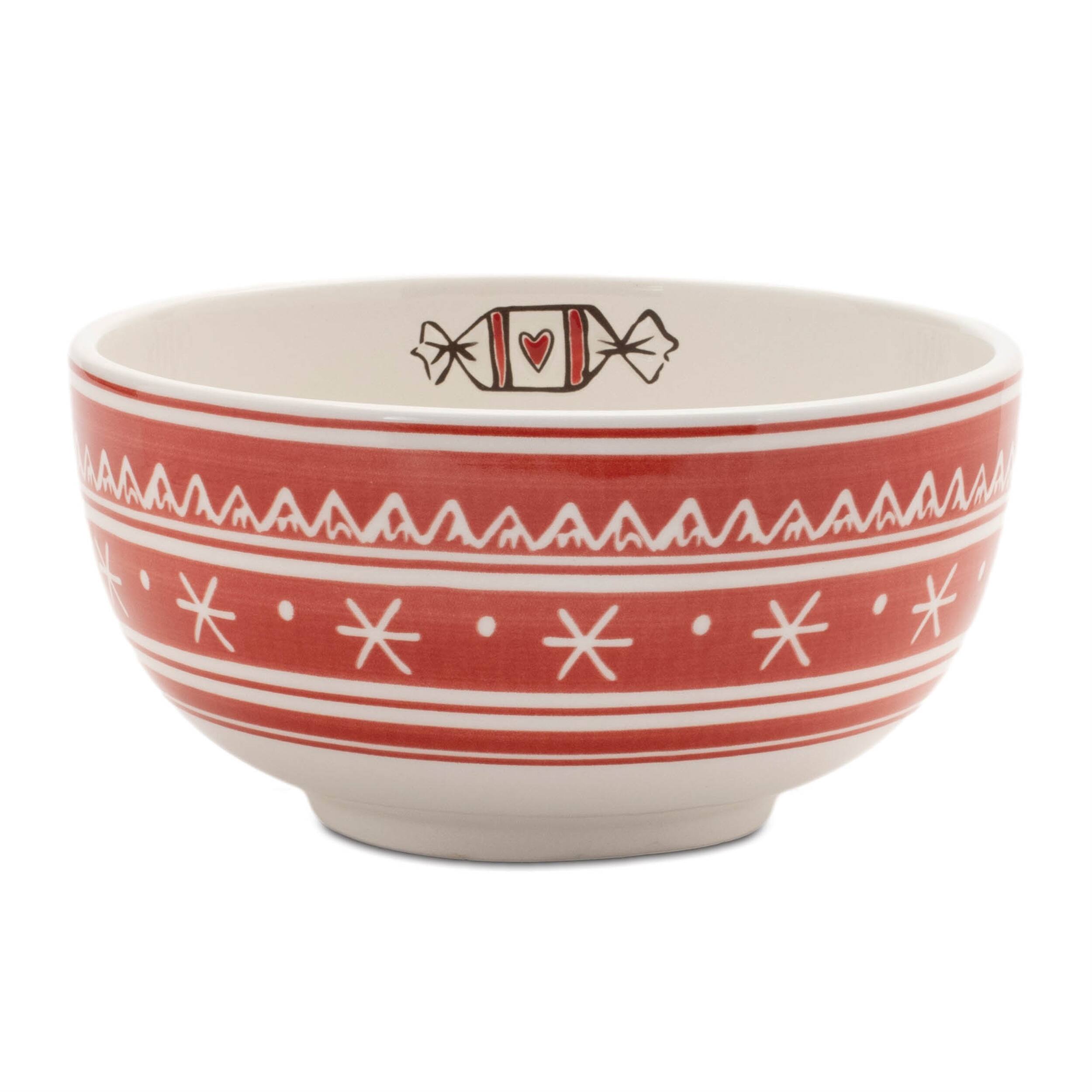 Angle. BreeBe - Ceramic Santa Candy Bowl (Set of 4) - Red, White.