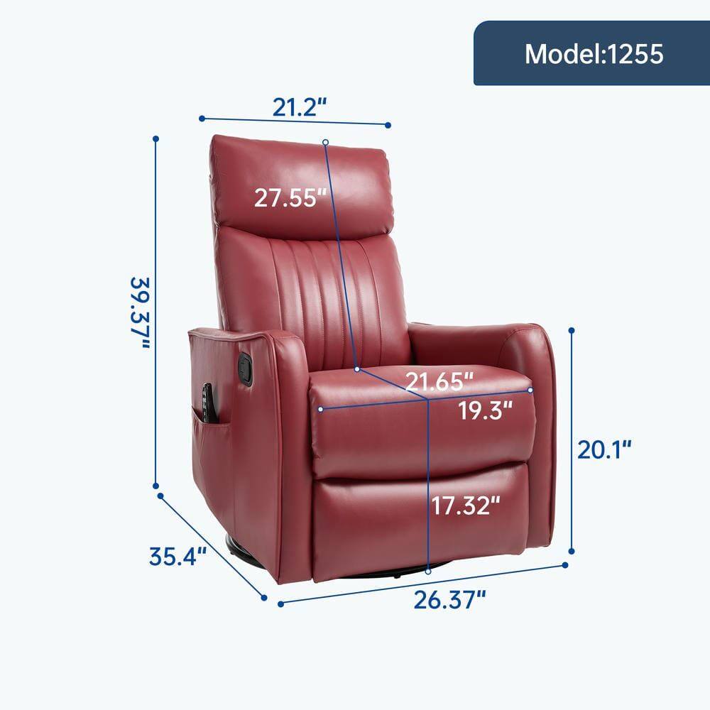 Model: 1255  
Dimensions:  
- Width: 21.2"  
- Depth: 27.55"  
- Height: 39.37"  
- Seat Height: 21.65"  
- Seat Depth: 19.3"  
- Arm Height: 20.1"  
- Arm Width: 17.32"  
- Overall Width: 35.4"  
- Overall Depth: 26.37"