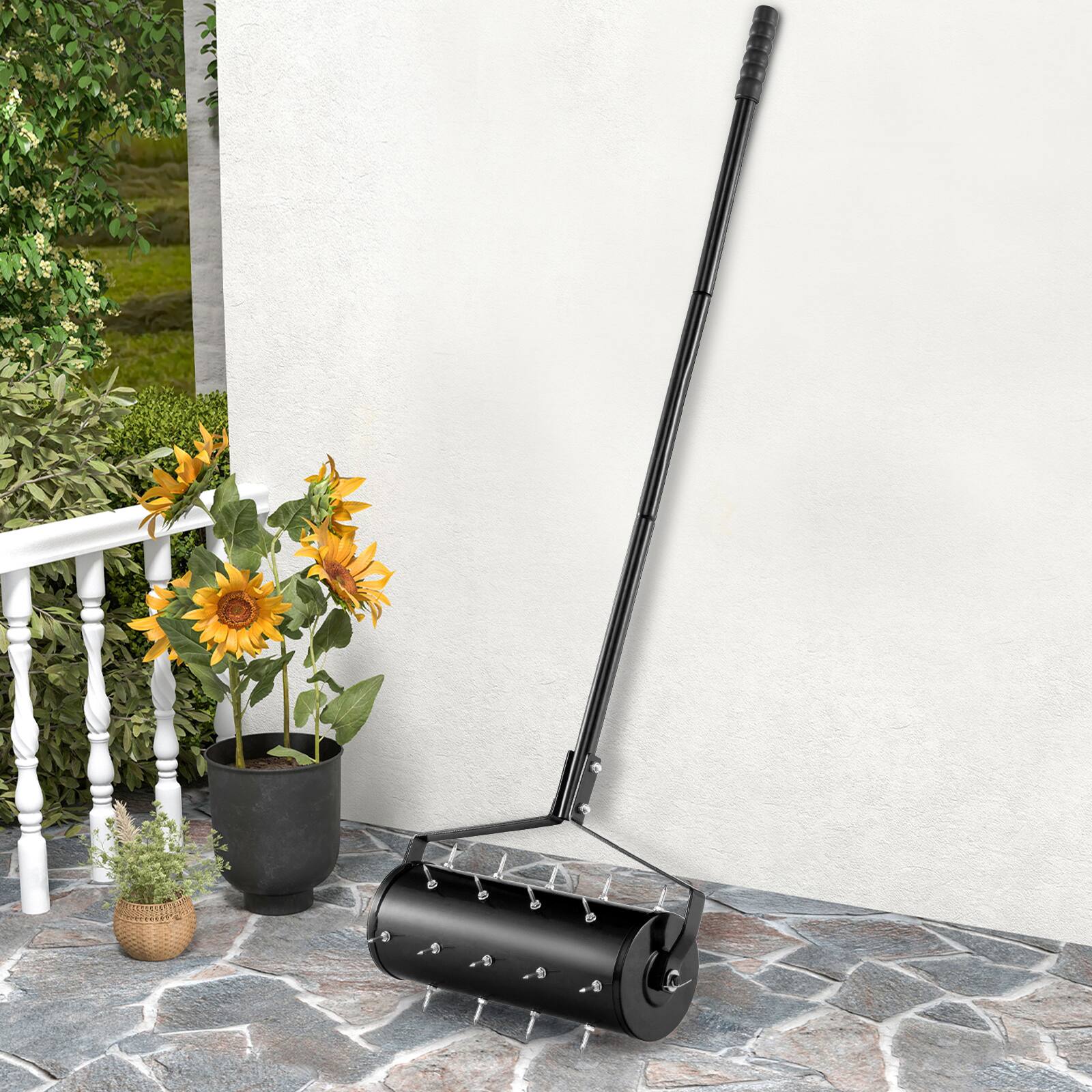 Alt View 9. Ecooso - 18-Inch Manual Lawn Aerator Garden Tool with Detachable Handle for Easy Storage - Black.
