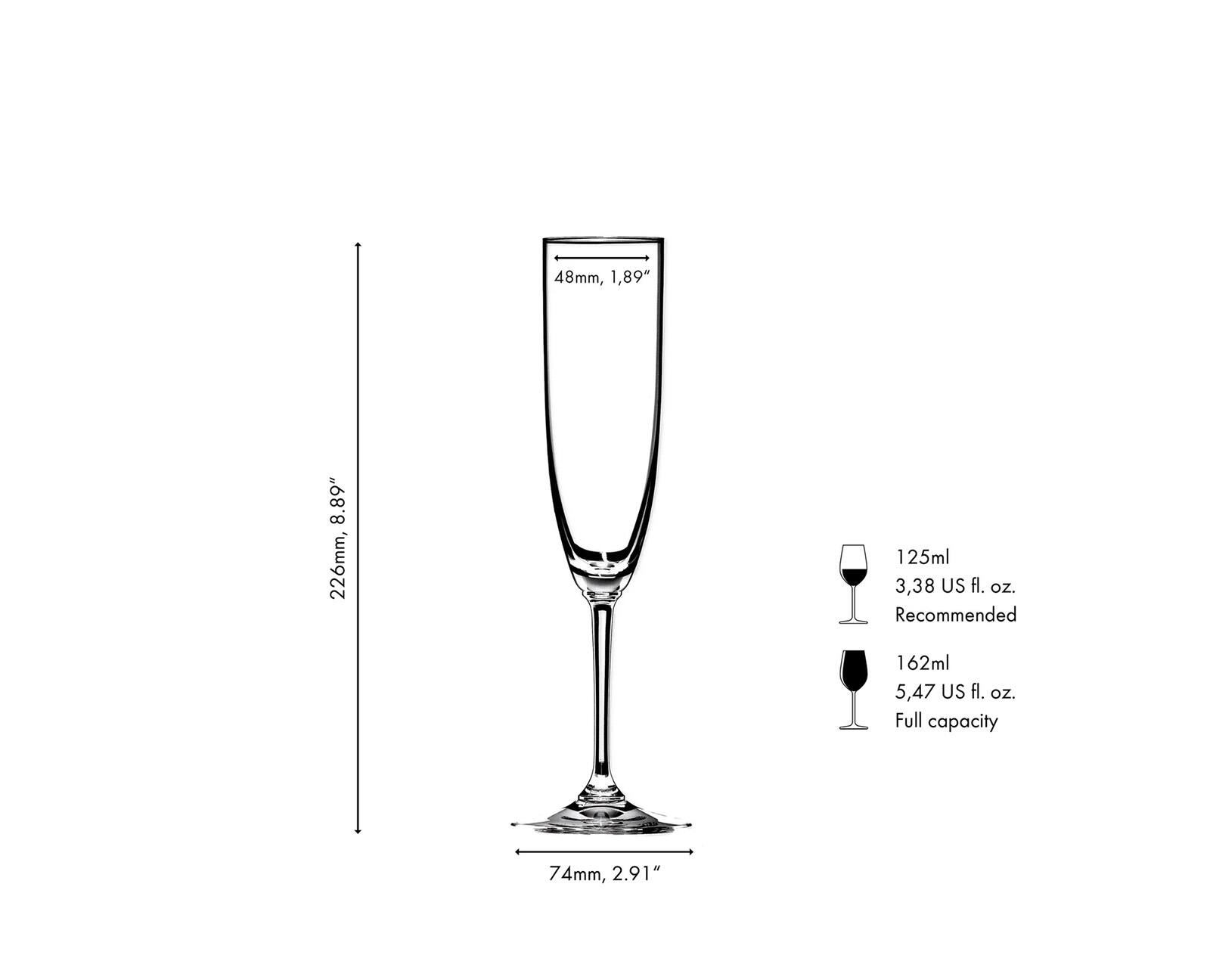 48mm, 1.89"  
8.89" 226mm,  
125ml 3.38 US fl. oz. Recommended  
162ml 5.47 US fl. oz. Full capacity  
74mm, 2.91"