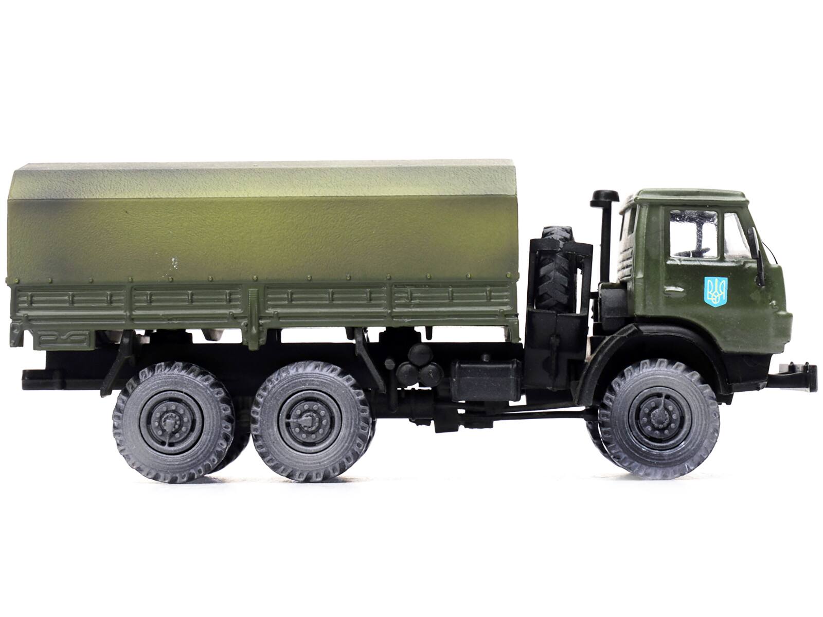 Angle. Legion - Kamaz 4310 Transport Truck Green (Weathered) "Ukrainian Ground Forces" 1/72 Diecast Model by Legion - Green.