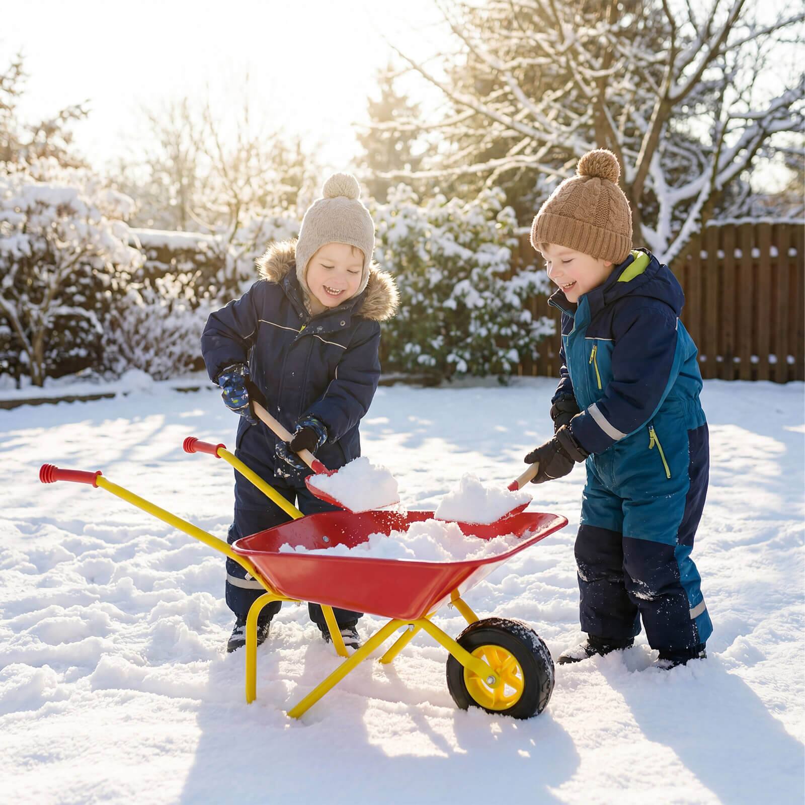 Alt View 3. Costway - Costway Kids Wheelbarrow, Children's Garden Cart with All-Terrain Wheels Indoor Outdoor - Red & Yellow.