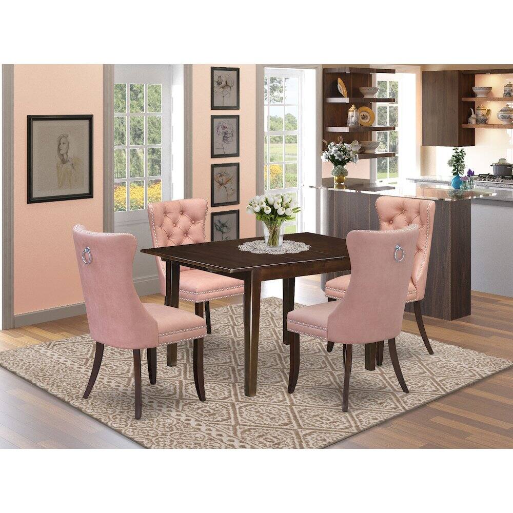 Alt View 9. East West Furniture - 5 Piece Dining Room Table Set - Red.