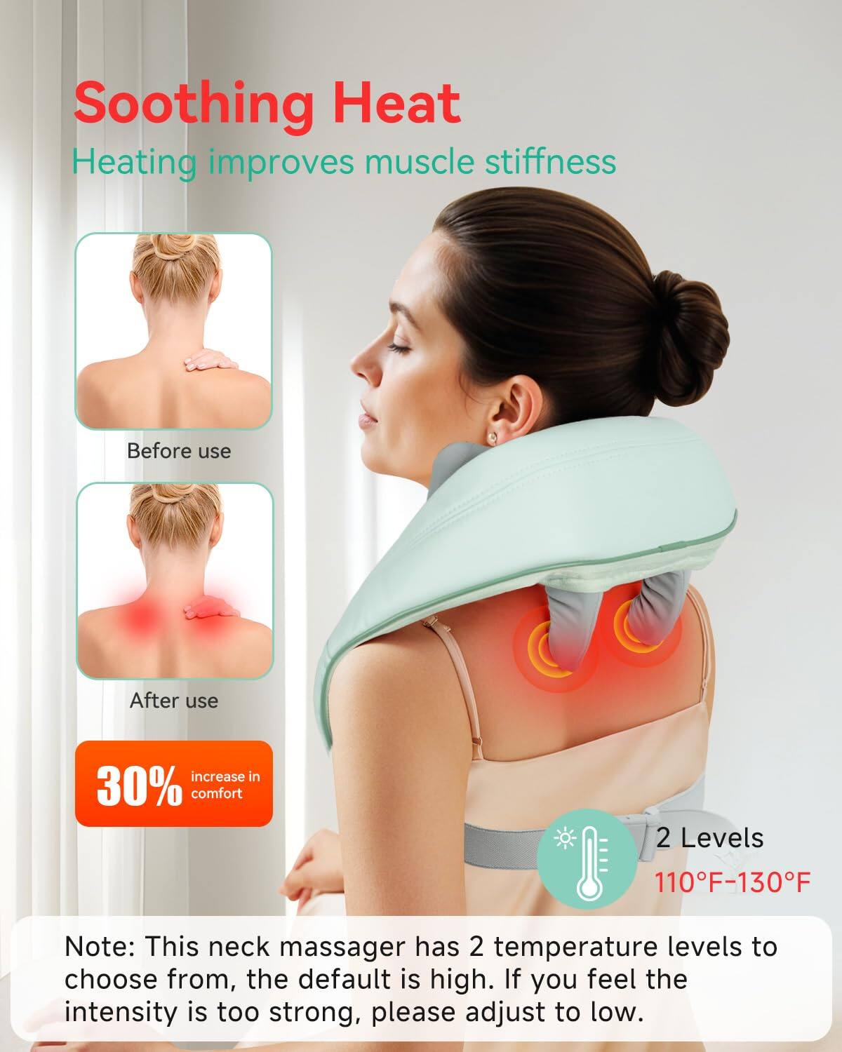 Live At Space Cordless 4D Kneading Neck Massager with Heat, Deep