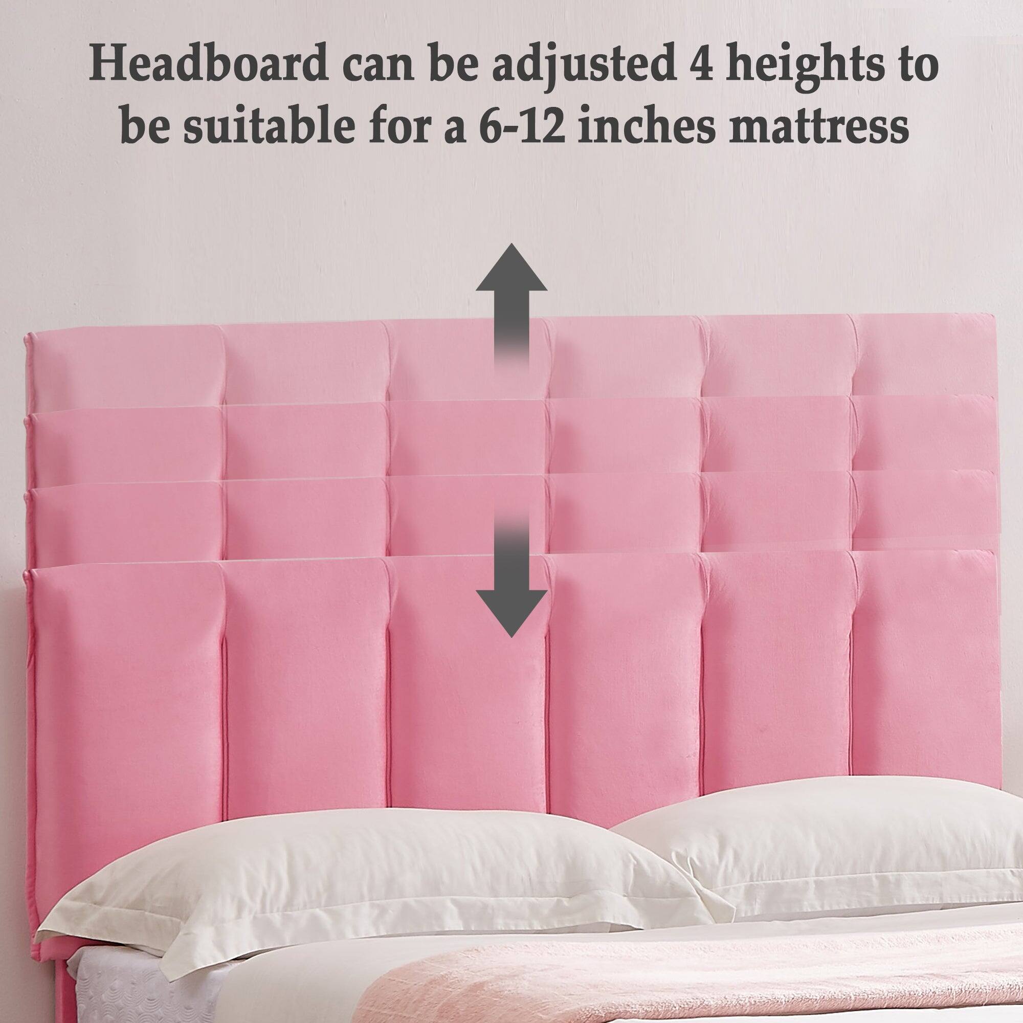 Headboard can be adjusted 4 heights to be suitable for a 6-12 inches mattress