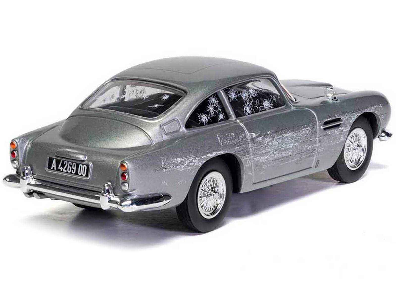 Angle. Corgi - Aston Martin DB5 RHD (Right Hand Drive) Silver (Damaged) James Bond 007 No Time To Die (2021) Movie Diecast Model Car - Silver.