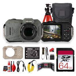 Ricoh - PENTAX WG-1000 Digital Camera Olive Bundle