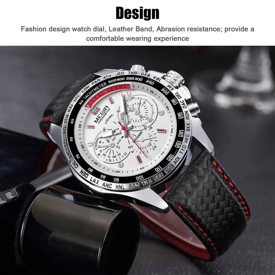 Design  
Fashion design watch dial, Leather Band, Abrasion resistance; provide a comfortable wearing experience  

JED THR DXB KBL PAR 500400 350300 250 1 1  
KHI LON I UTC TACHYMETER TACHY I 0 V1ses 15 200 DEL 09 b 18o DAC RAI OS 10 E MEGIR FEN V0sec. DE i66 RGN 65 55 40 BKK RID I 90 -18 a - RABONP 148 SCL 70 SA 00 DST ALM HKG 50 VIDOSeC 70 60 24 138 TYD M 6 NYC 6 WE S D DE 75 u MO 1 126 CHI 45 S ADL 80 SE 9 SYD OF DEN 85 OO! NOU LAX 06 WLB ANC HNL PPG