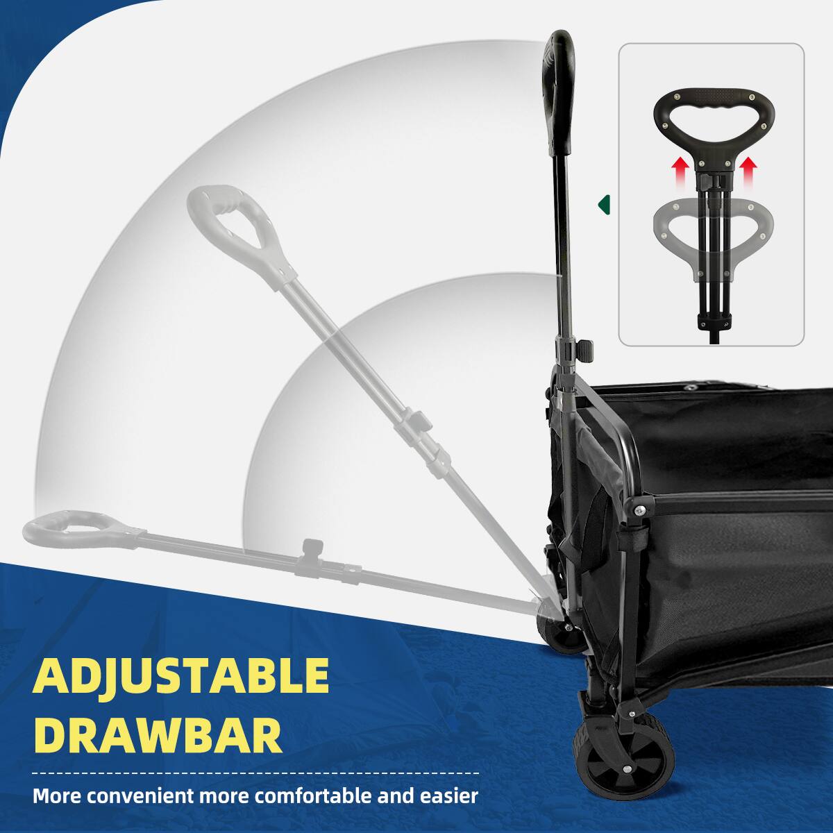 ADJUSTABLE DRAWBAR: More convenient, more comfortable, and easier.