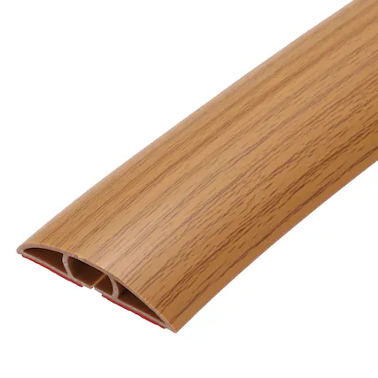 Front. Unique Bargains - 10ft Floor Cord Cover, Self Adhesive Cord Hider 0.47" W x 0.3" H for Cable Management Cable Protector - Brown Wood.