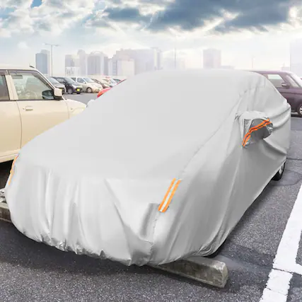 Front. Mondawe - 193" Universal Fit Sedan Car Cover with Mirror Pockets for Rain Sun UV Protection - Silver-193.