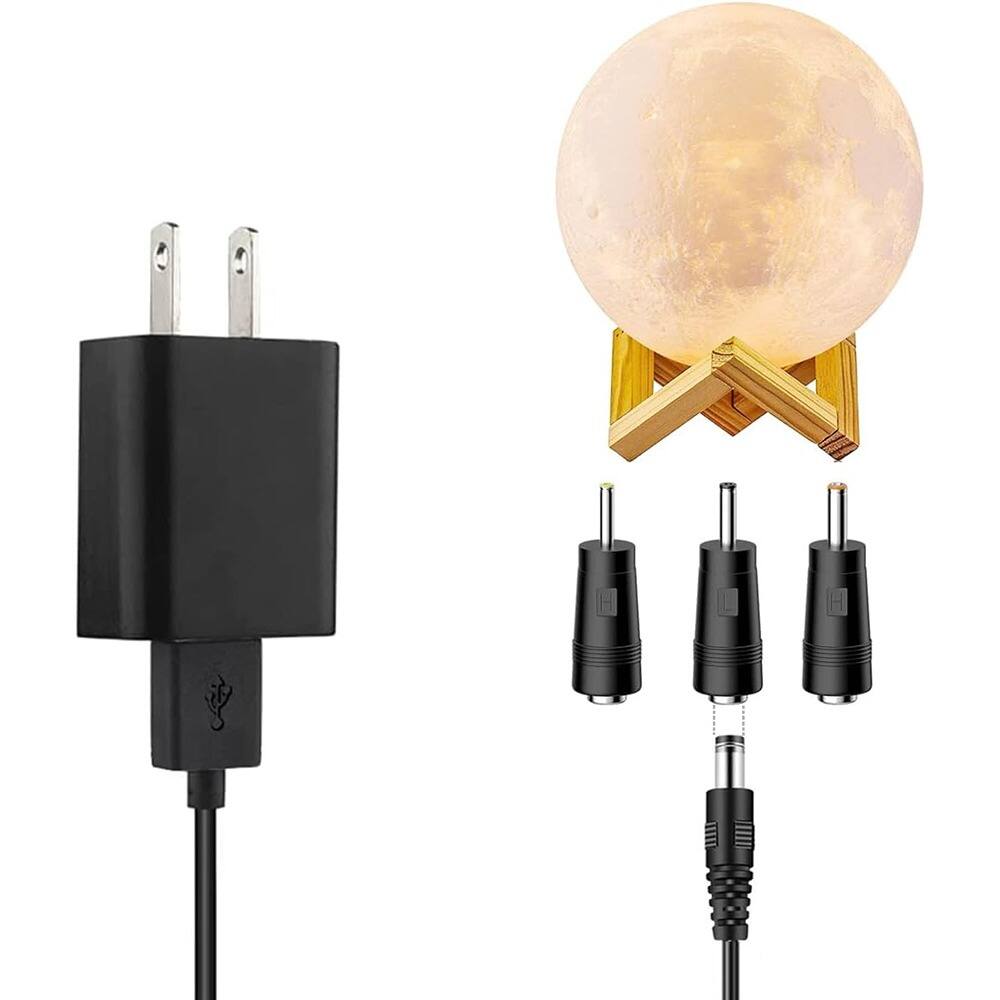 Angle. MOSZAR LLC - Moon Lamp USB Charger Cable, AC Adapter, Compatible with LED 3D Moon Lamps.