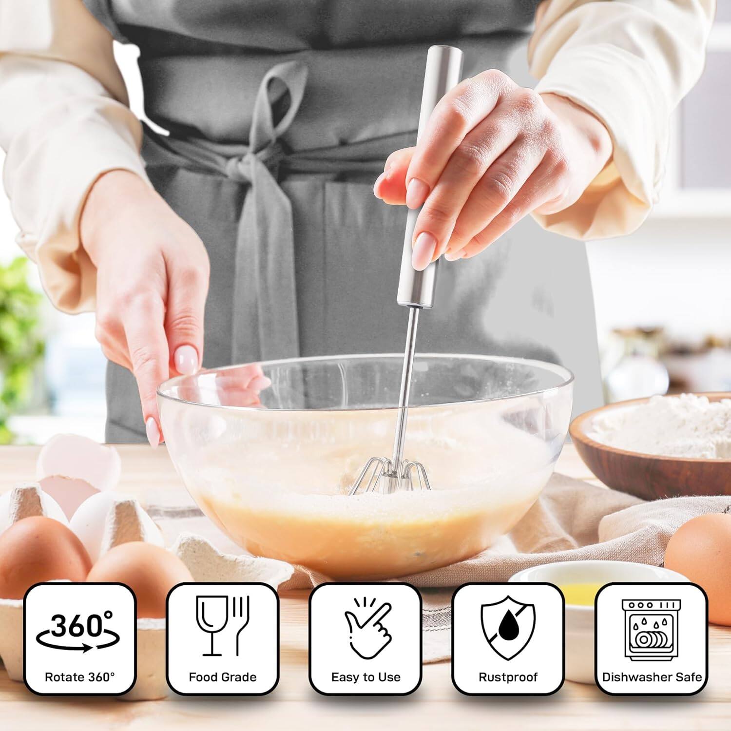 360°, Food Grade, Easy to Use, Rustproof, Dishwasher Safe