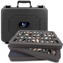 CASEMATIX - Crystal Storage Case, 80 Slot Gemstone & Mineral Organizer Box with Custom Foam for Crystals, Stones & Geodes