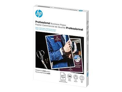hp Professional Business Paper  
Papel Comercial de Qualidade Profissional  

Heavy weight paper for professional use  
Papel pesado para uso profissional  

Designed for Laser printers  
Concebido para impresoras láser  

150 g/m²  
750 sheets  
100% Recycled  
100% Reciclado