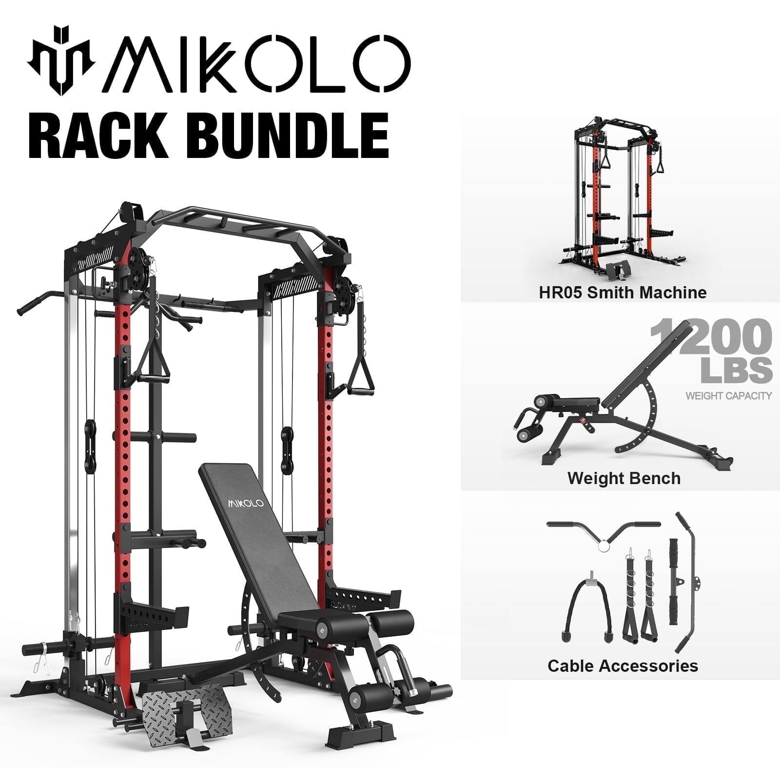 Mikolo - Power Rack Cage, Weight Rack,Multi-Function Squat Rack with J Hooks,Dip Bars and Landmine - Red price history on PriceWatchPro