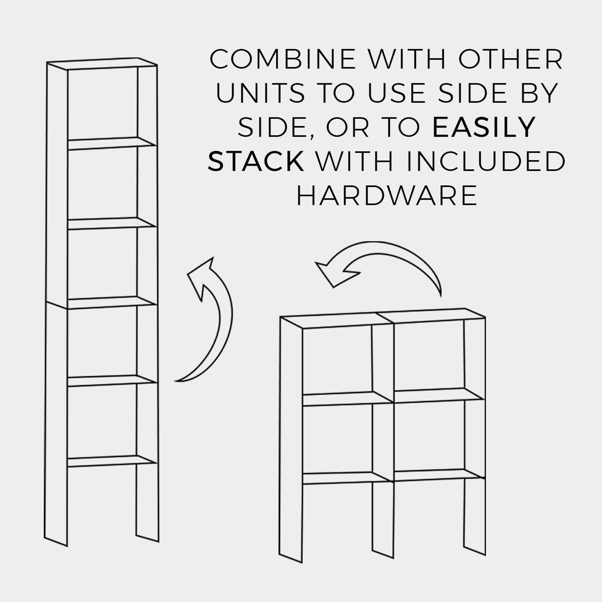 COMBINE WITH OTHER UNITS TO USE SIDE BY SIDE, OR TO EASILY STACK WITH INCLUDED HARDWARE