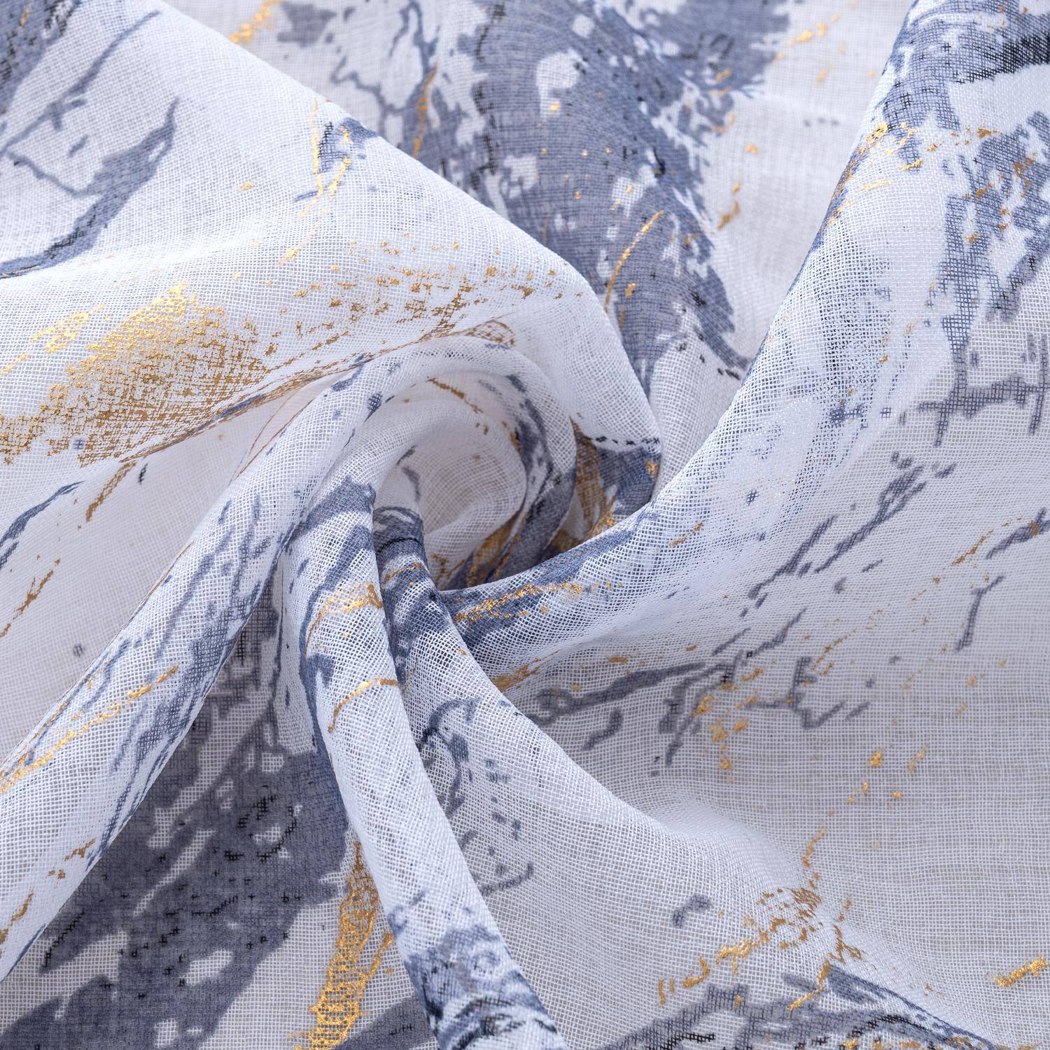 Left. RT Designers Collection - RT Designers Collection Marble Grommet Metallic Sheer Printed Doily Curtain Panel 54" x 90" Grey - Grey.