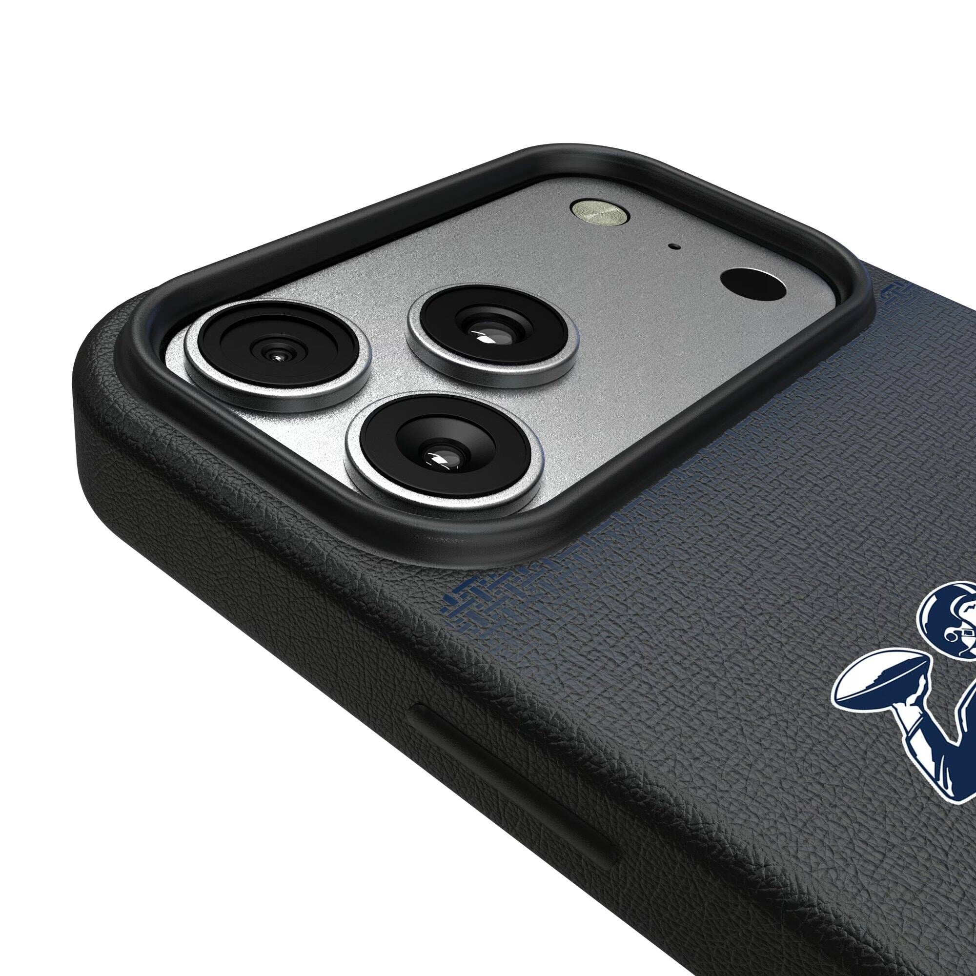 Alt View 2. Keyscaper - New York Giants Linen Logo iPhone Magnetic Bump Case - 16 Plus - Black.