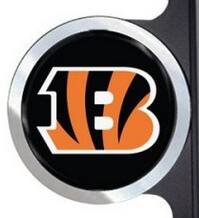 Alt View 1. PRORUN - Cincinnati Football Bengals Plastic License Plate Frame with Team Badges - Multi.