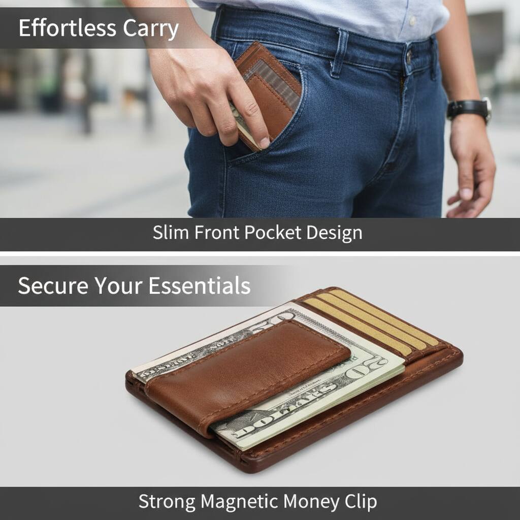 Effortless Carry  
Slim Front Pocket Design  
Secure Your Essentials  
Strong Magnetic Money Clip