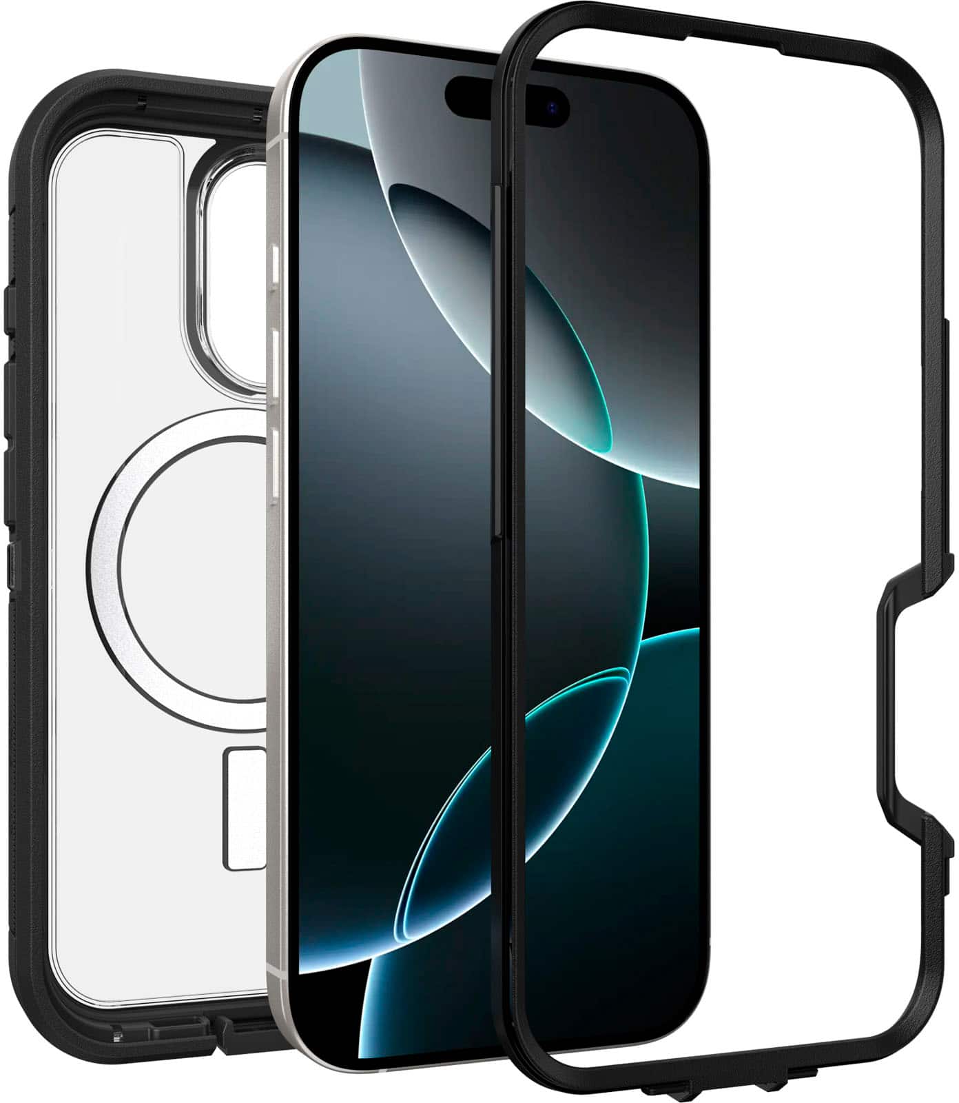 Angle. OtterBox - Defender Series Pro XT Hard Shell for MagSafe for Apple iPhone 16 Pro - Black.