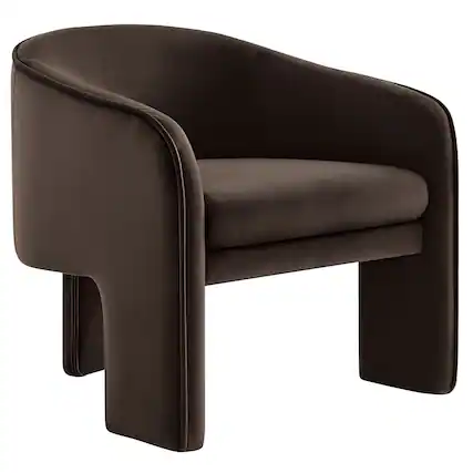 Front. Modway - Greer Performance Velvet Upholstered Accent Armchair by Modway - Brown.