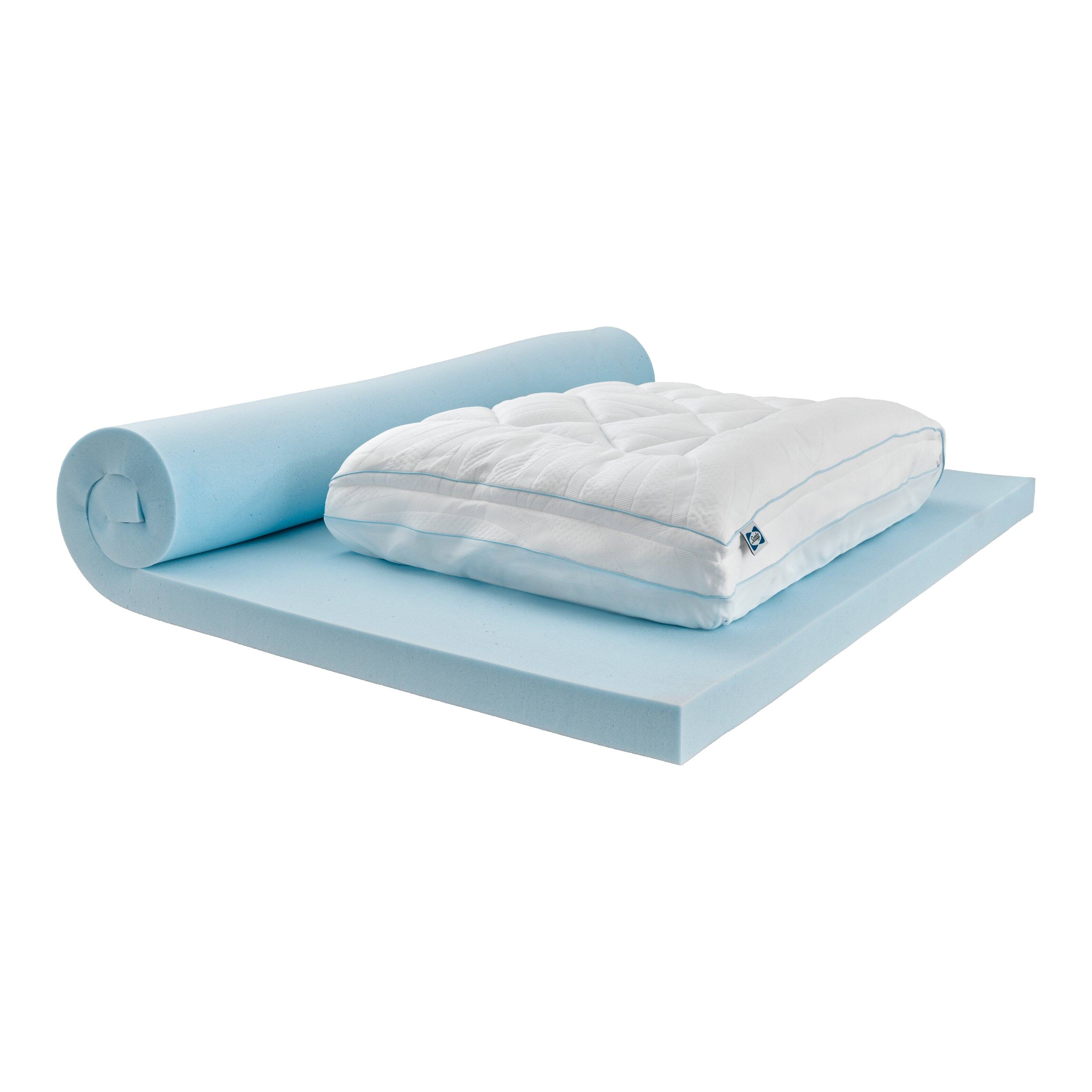 Alt View 15. Sealy - Dreamlife 3” Gel Memory Foam Mattress Topper + 1” Quilted Cooling Cover, Twin - Blue.