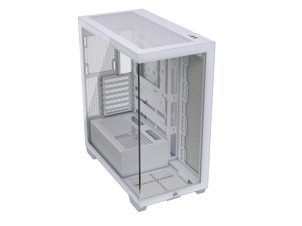 Alt View 8. CORSAIR - CORSAIR 3500X White Tempered Glass Mid-Tower Case – Reverse Motherboard, 10x 120mm Fans, 2x 360mm Radiators - White.