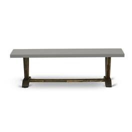 East West Furniture - V-Style Modern Dining Room Bench with Solid Wood Seat - Brown